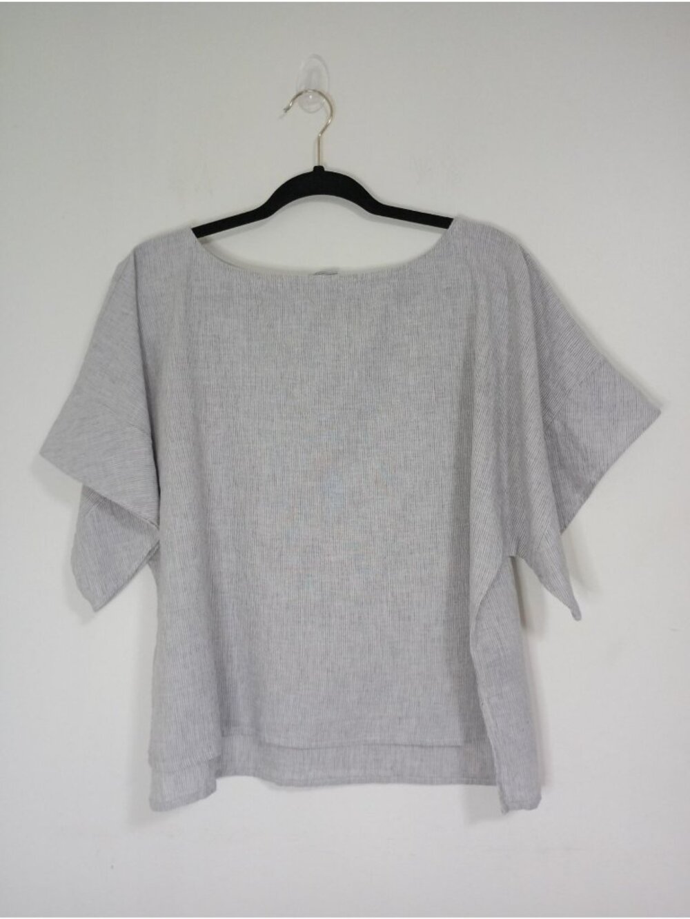 Harve Benard Womens Linen Cotton Striped Short Sleeve Boat Neck Top Size L
